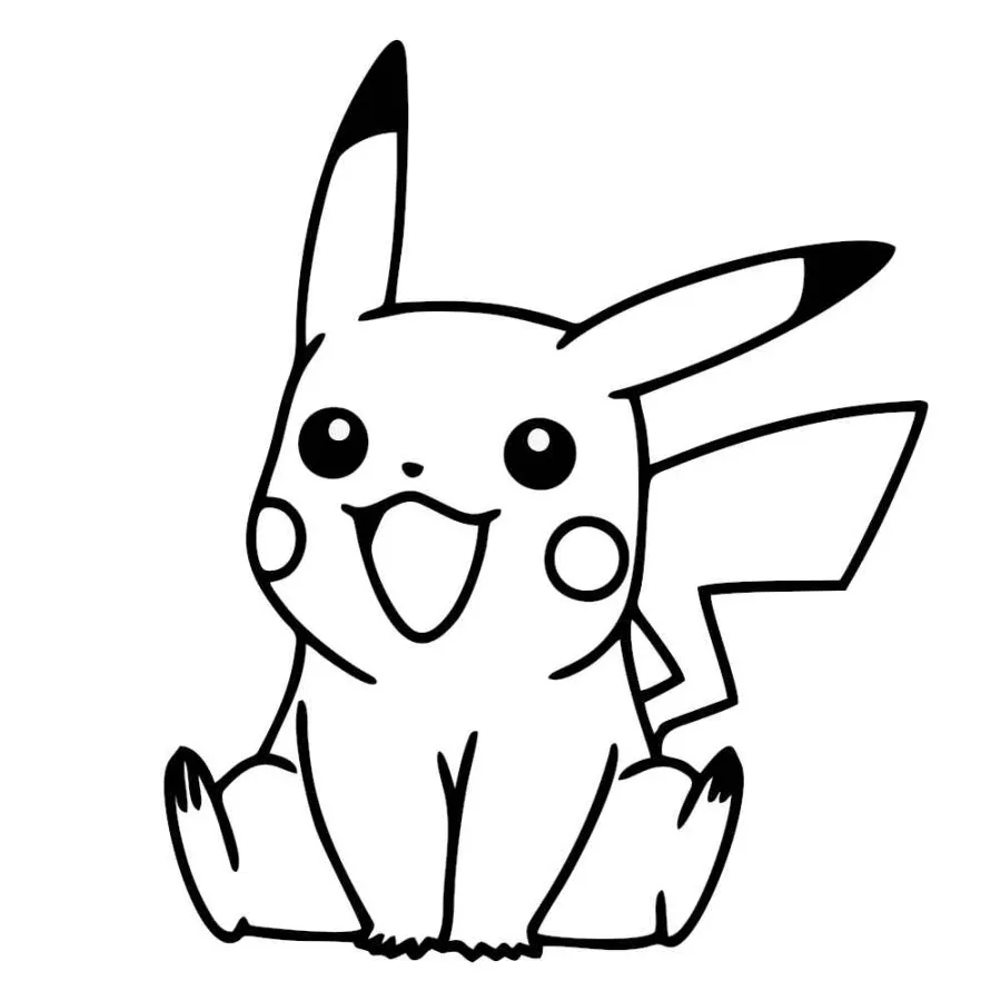 Pagina da colorare Pikachu variante 5 con una posa d'azione