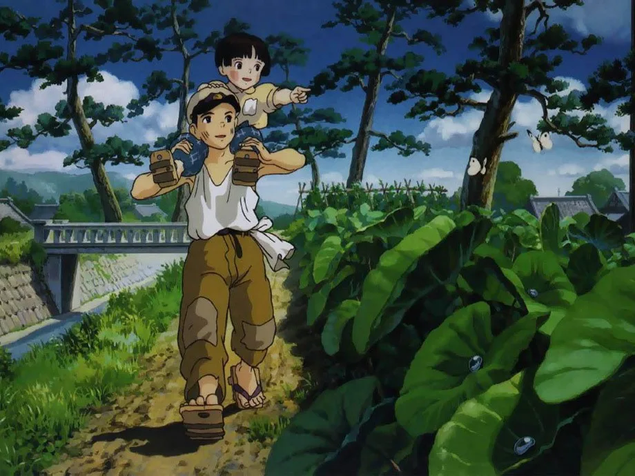 Grave of the Fireflies — 벙커 안에서 지쳐 잠든 Seita와 Setsuko