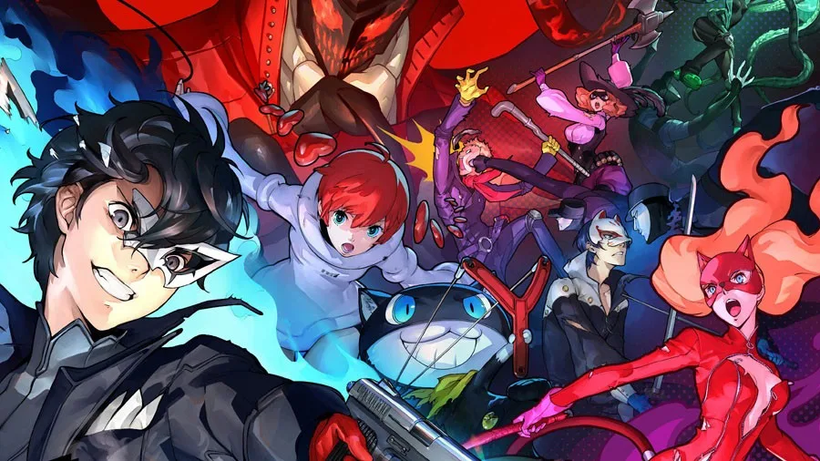Persona 5 Royal no Xbox Interface estilizada de Persona 5 com personagens em combate por turnos