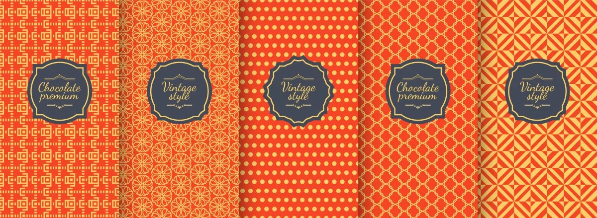 Chinese vector seamless patterns. Premium vintage backgrounds. Motifs for packaging, cosmetics, wine, chocolate, fabrics and textiles design. Abstract geometric ornament in Gold and red color.