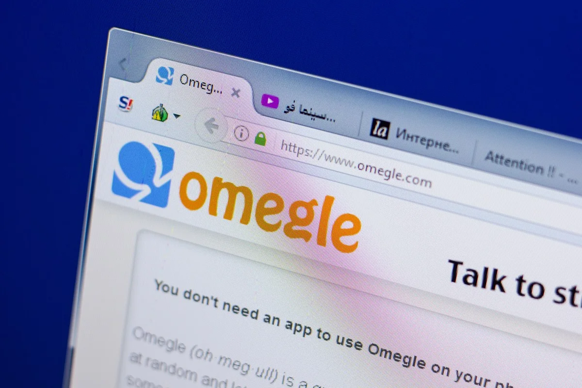 Ryazan, Russia - June 16, 2018: Homepage of Omegle website on the display of PC, url - Omegle.com