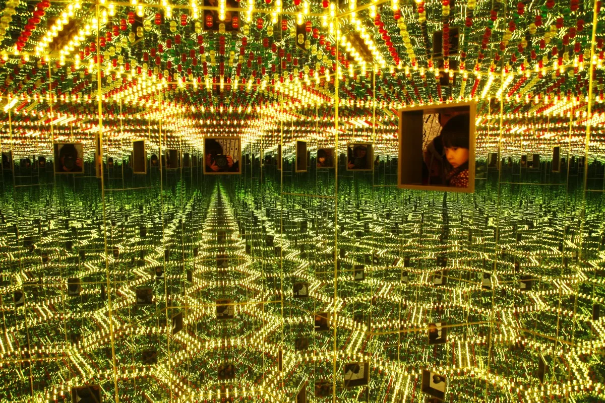 View of art works of Japanese artist Yayoi Kusama during her Asia tour exhibition in Shanghai, China, 16 December 2013.