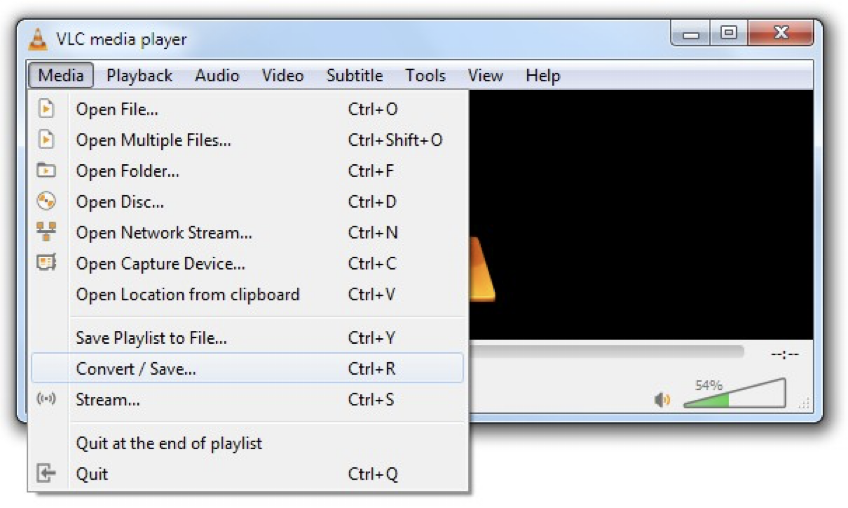 Extraindo áudio com VLC Janela de programa no computador para converter vídeo em áudio