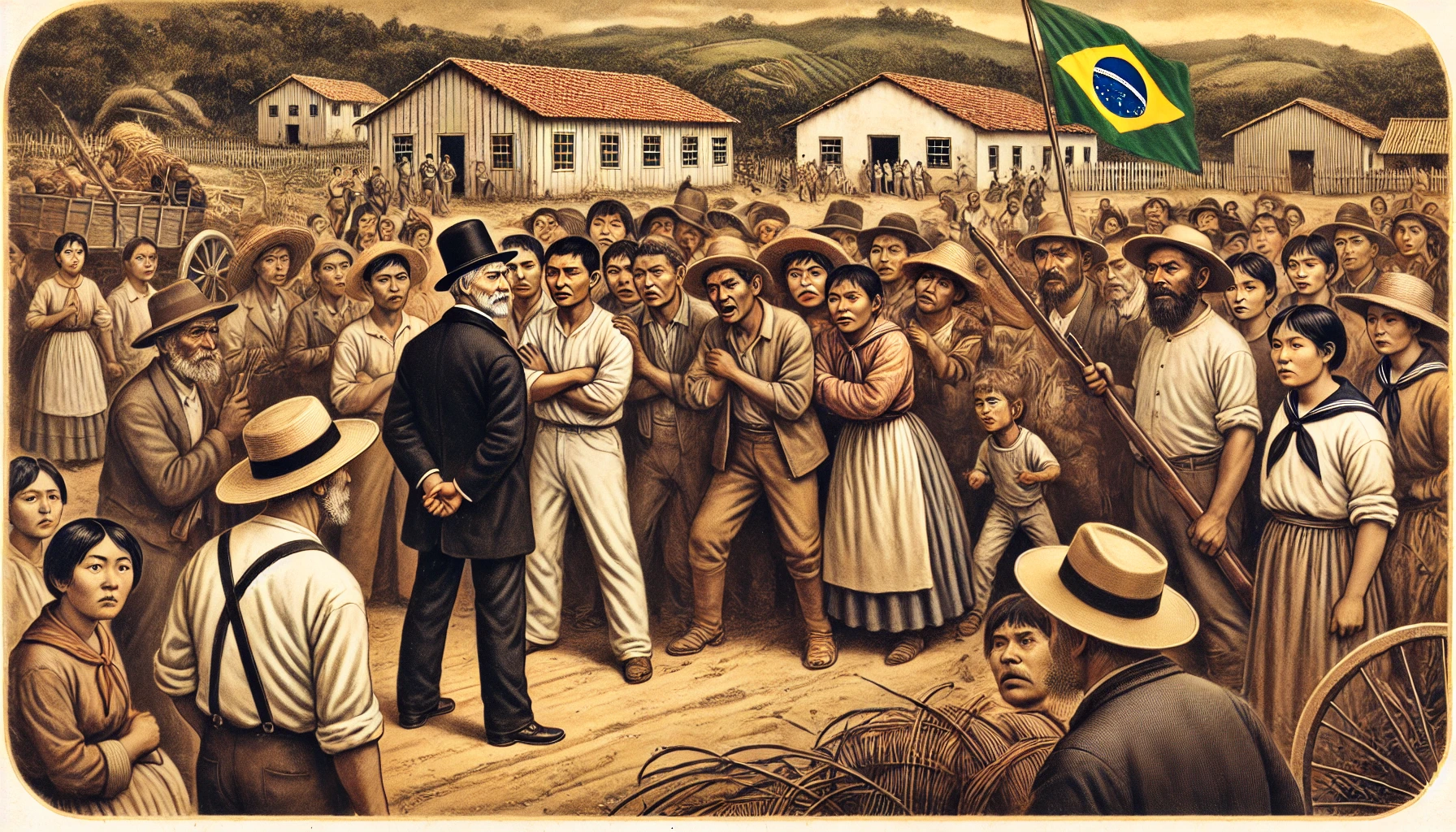 Imagem histórica usada para ilustrar o período de discriminação contra japoneses no Brasil