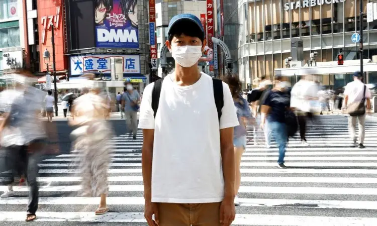 a man wearing a face mask