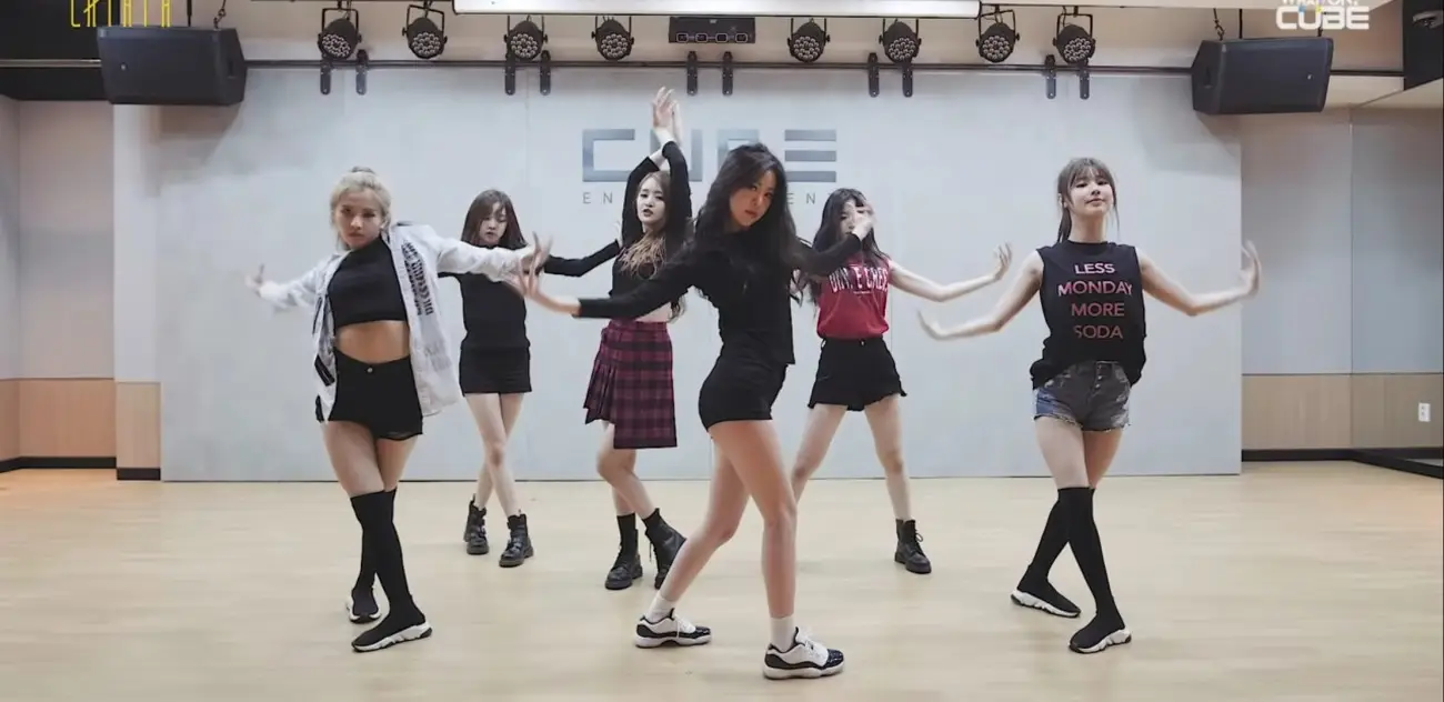 Exemplo de formação no K-Pop Imagem de coreografia de K-Pop com formação no palco
