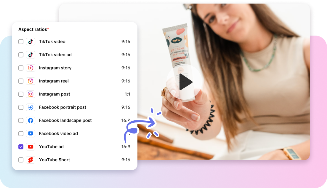 Interface genérica de editor de vídeo por IA identificando trechos de destaque em uma gravação