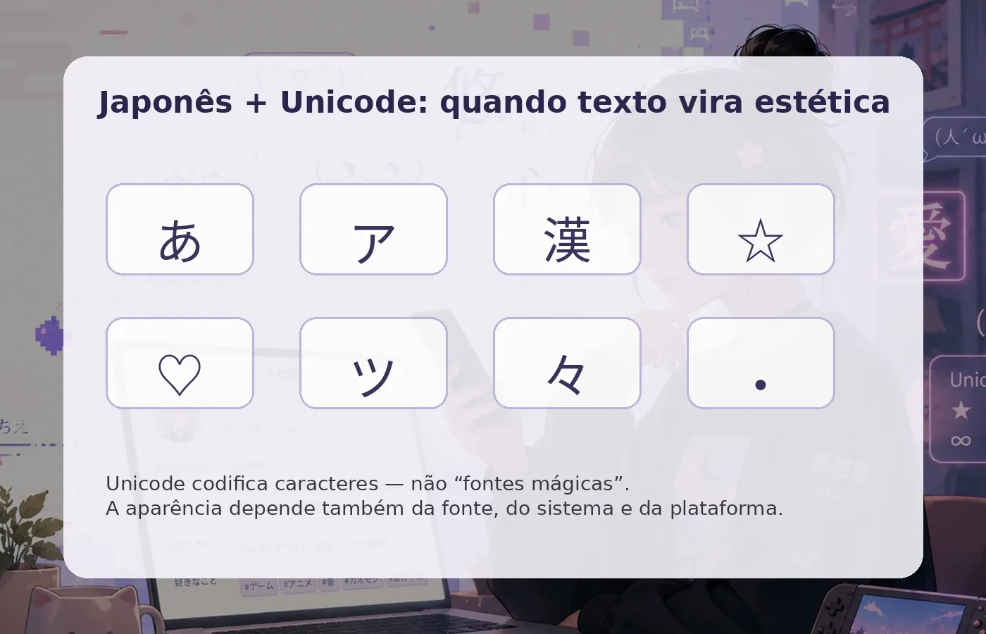 Unicode amplia o repertório visual, mas caracteres continuam pertencendo a sistemas de escrita e contextos próprios.